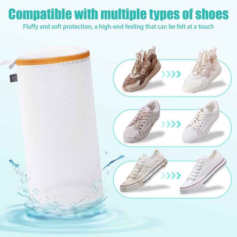Kimmama Shoe Washing Machine Bag, Shoe Bag for Washing Machine, Mesh Laundry Bags for Sneakers, Footwear, Trainers, Slippers, Honeycomb Net, Orange Zipper, 7x15" - Image 3